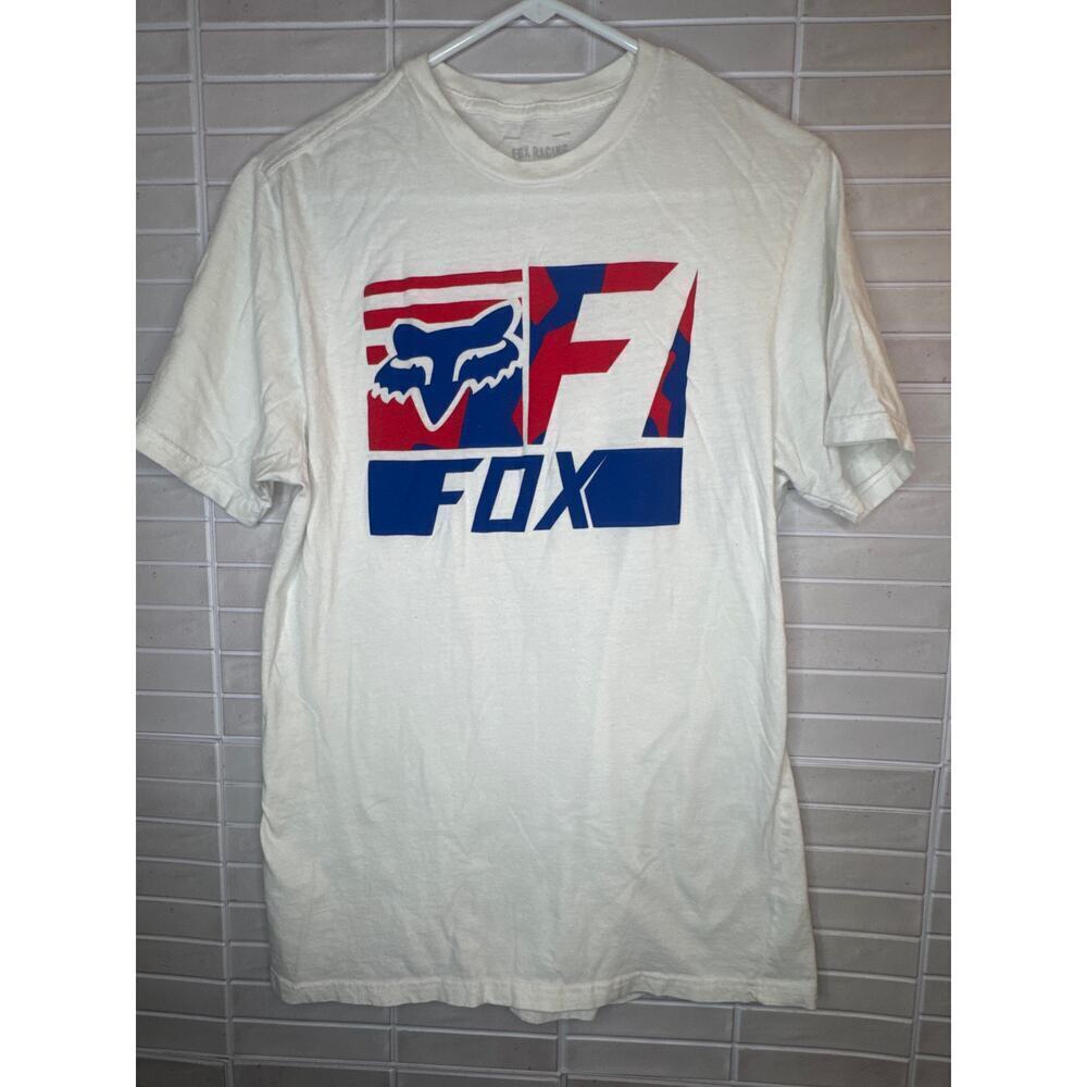 Men's Red/White/Blue Fox Racing Tee - Picture 2 of 6